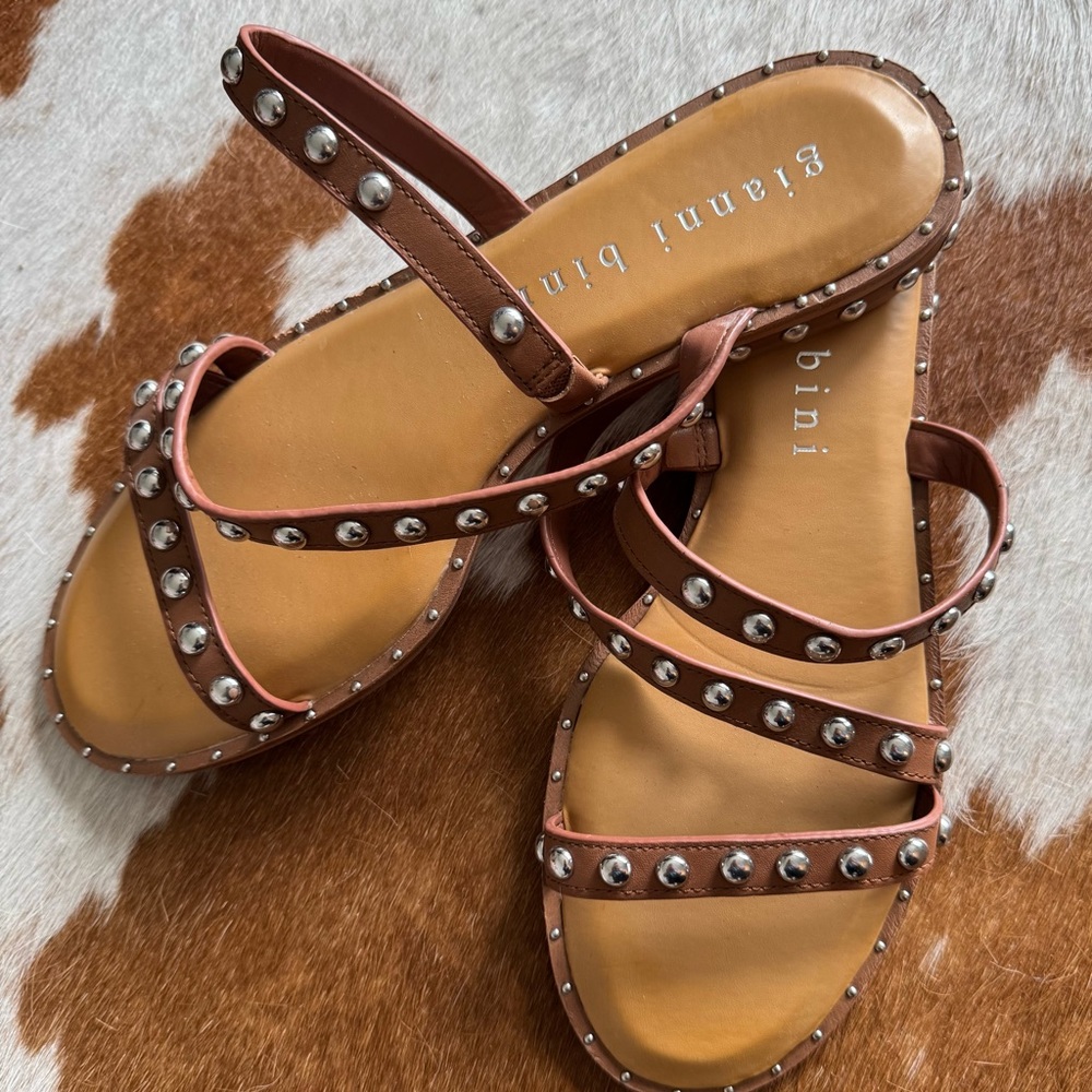 Gianni Bini Brown Studded Women's Sandals